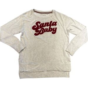 Royce Brand Santa Baby Gray Long Sleeve Terry Cloth Christmas Top Womens Large